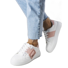 Baskets blanches ornées d'une boucle Toni rose Baskets blanches ornées d'une boucle Toni rose