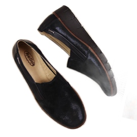Chaussures femme en cuir, slip-on noir Helios 350
