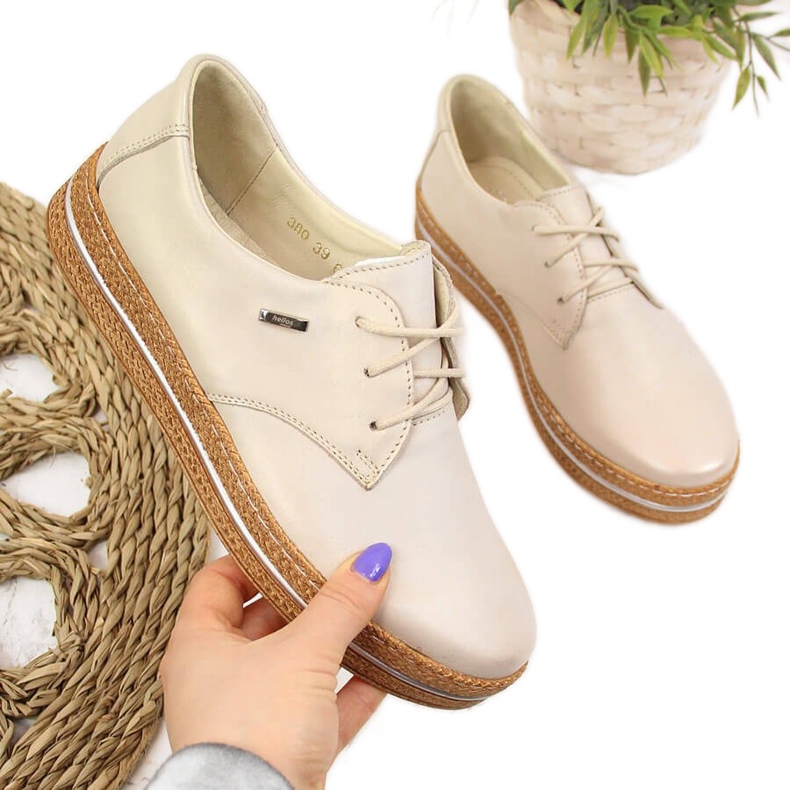 Chaussures femme cuir beige perle Helios 380