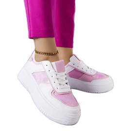 Chaussures à plateforme blanches et roses Heloise