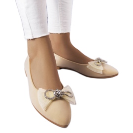 Ballerines beiges à nœud et strass LaGarde