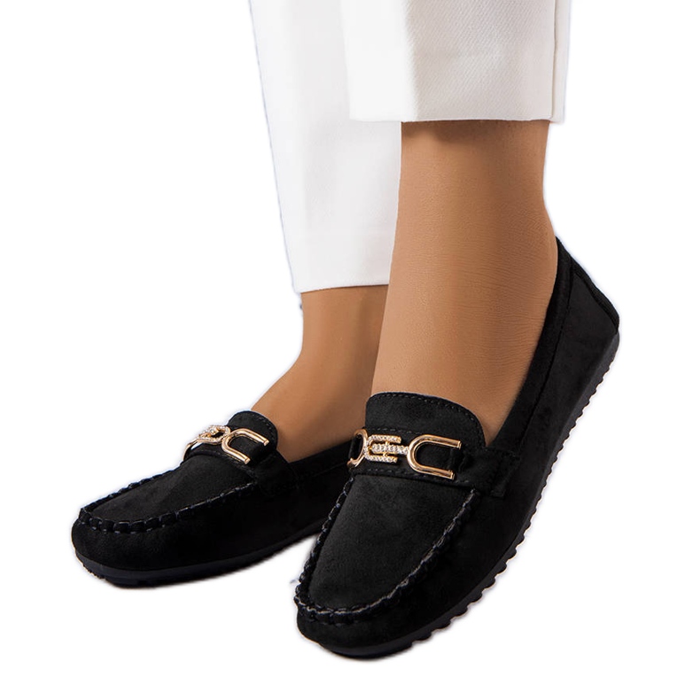 Mocassins Charrette noirs avec semelle intérieure en cuir le noir