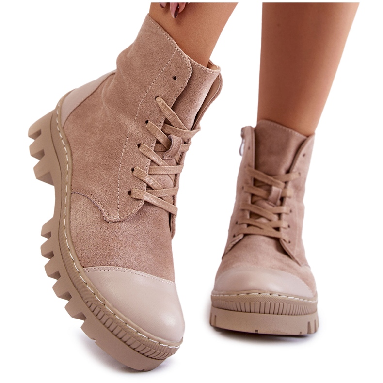 S.Barski Bottines en Daim pour Femme Beige Margot