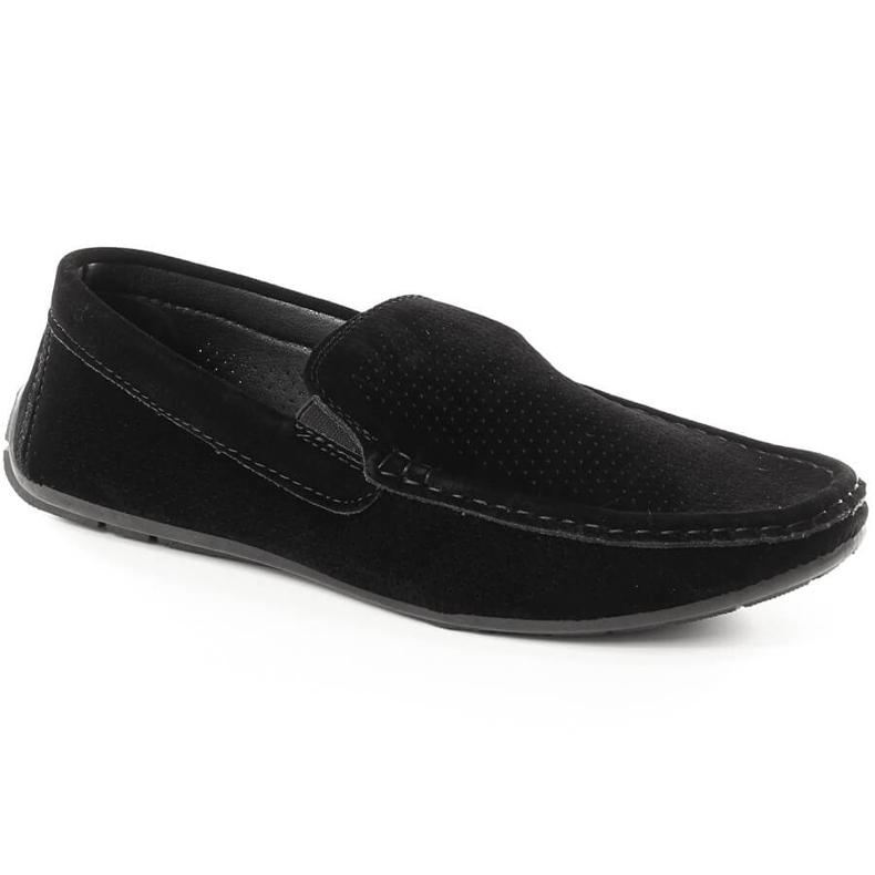 News Mocassins ajourés homme 4873 en daim noir ajouré le noir