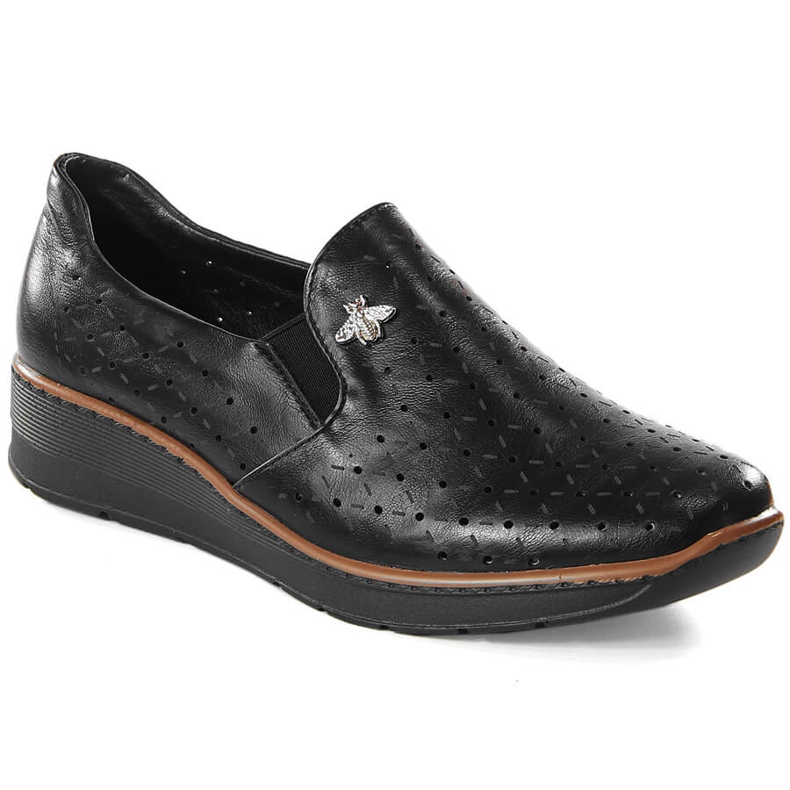 Chaussures compensées noires ajourées pour femme Jezzi MR1840-12 le noir