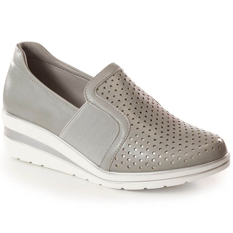 Chaussures compensées ajourées grises pour femme Jezzi MR1738-17