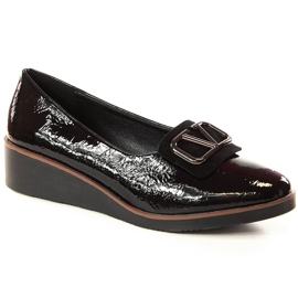 Chaussures compensées laquées noires femme Jezzi RMR2265-3