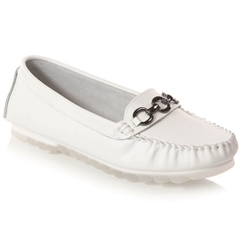 Mocassins plats femme cuir blanc Vinceza SG23-7834