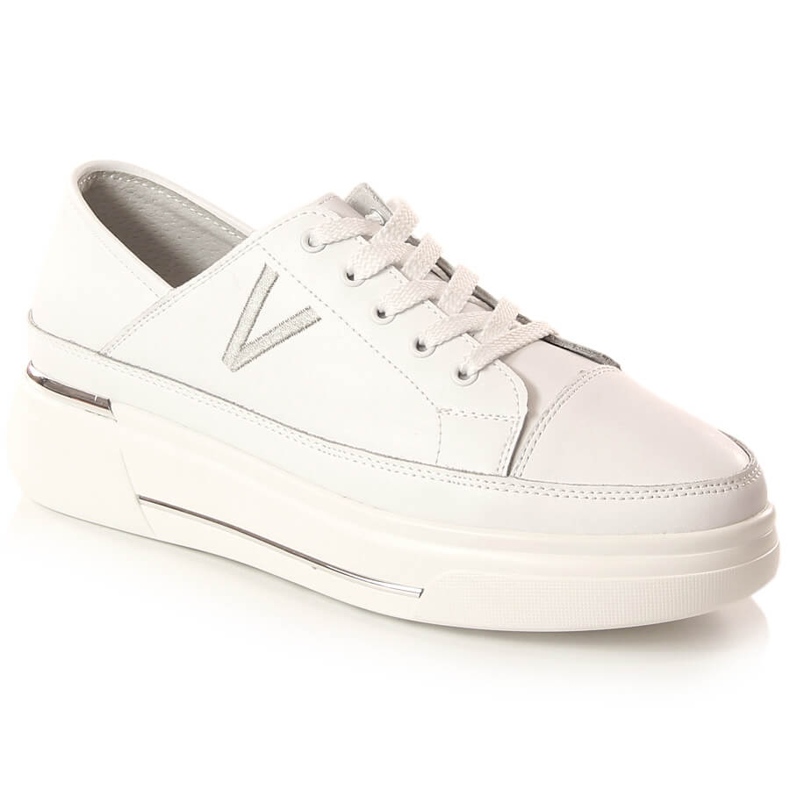 Chaussures de sport en cuir blanc pour femme Vinceza SG23-7857 blanche