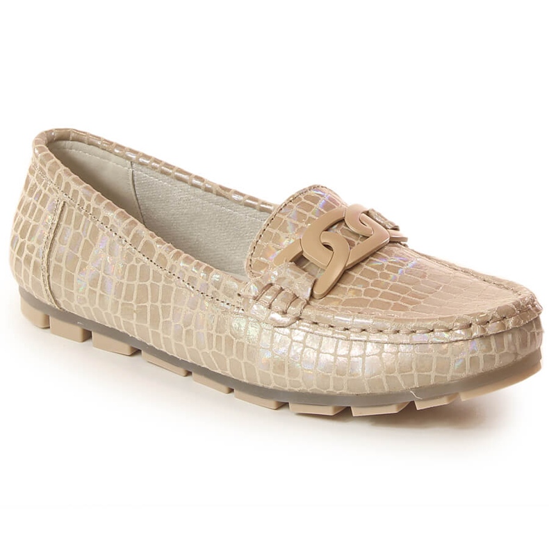 Mocassins en cuir laqué pour femme crocodile beige Filippo DP3630/23 Mocassins en cuir laqué pour femme crocodile beige Filippo DP3630/23