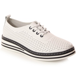 Chaussures compensées femme cuir blanc T.Sokolski W23-01