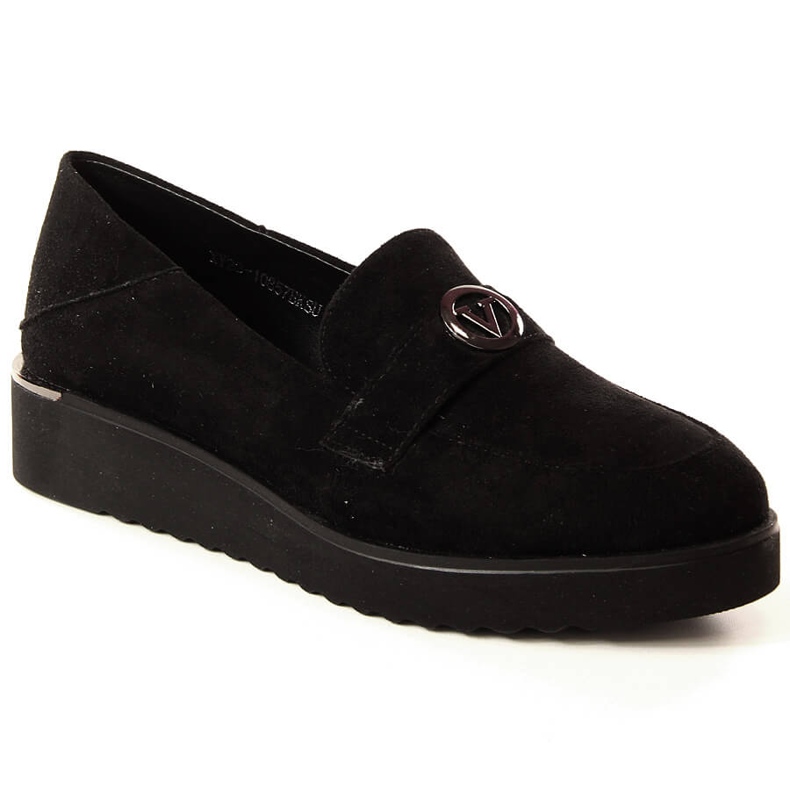 Chaussures en daim pour femmes sur la plate-forme noire Vinceza 10857 le noir