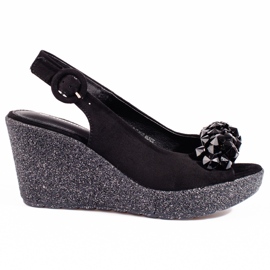 Sandales compensées en daim Shelovet, femmes, noir