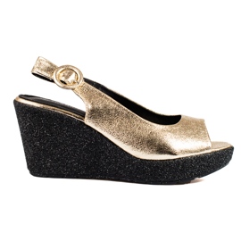 Sandales compensées dorées Shelovet femme légère d'or Sandales compensées dorées Shelovet femme légère d'or