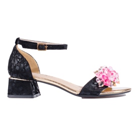 Sandales noires à petits talons Shelovet, femmes