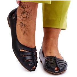 Lemar Ballerines Confortables En Cuir Pour Femme Noir Luka
