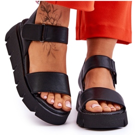 Vinceza Sandales à plateforme en cuir pour femmes Black Katte noir