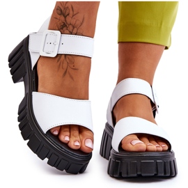 Vinceza Sandales Plates en Cuir pour Femme Blanc Dean blanche
