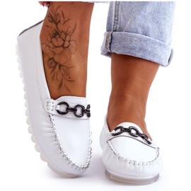 Vinceza Mocassins Confortables en Cuir pour Femme Blanc Miguel
