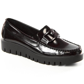 Mocassins pour femmes laqués sur la plate-forme noire Sergio Leone MK757 le noir