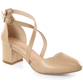 Sandales formelles à talon café femme Sergio Leone SK824 beige