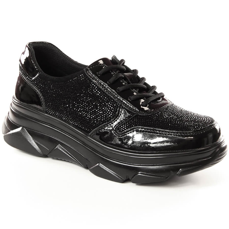 Chaussures femme en cuir verni avec zircons noir Filippo DP2138 le noir