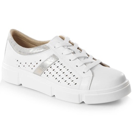 Chaussures de sport en cuir pour femmes sur la plate-forme blanc Filippo DP4531
