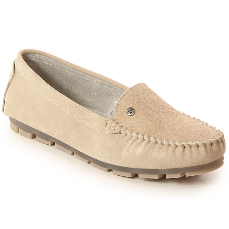 Mocassins femme en cuir beige Filippo DP2037