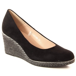 Escarpins compensés en daim noir pour femme Potocki SZ12024