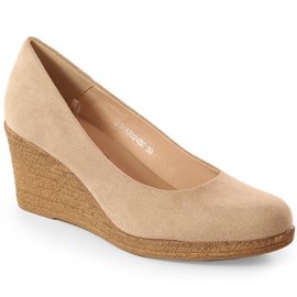 Escarpins compensés en daim beige femme Potocki SZ12024