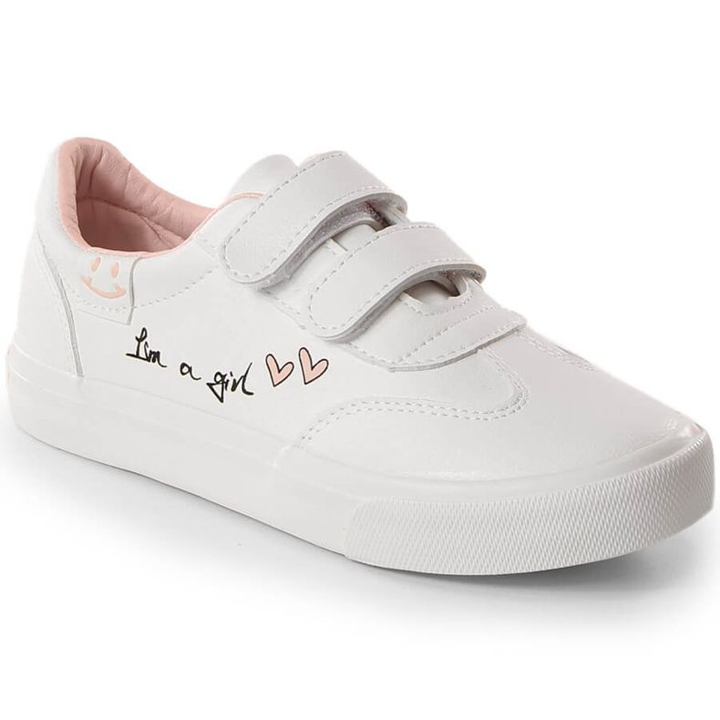 Chaussures de sport pour filles avec velcro blanc Potocki PY16026 blanche