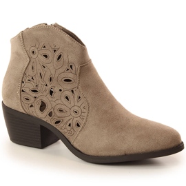 Santiags femme daim ajouré beige Jezzi RMR1921-42