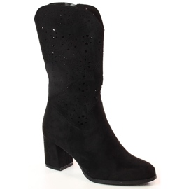 M. DASZYŃSKI Santiags de printemps noires pour femmes M.Daszyński SA156-11