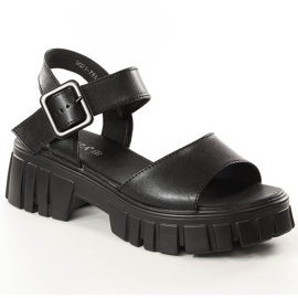 Sandales plates-formes noires pour femmes Vinceza SG23-7852
