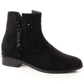 Bottines femme daim noir ajouré Vinceza 10885