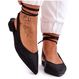 Ballerines Mavis noires nouées avec strass le noir
