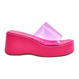 FS1 Chaussons Compensés Transparents Femme Fuchsia Eliane rose