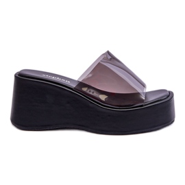 FS1 Chaussons Compensés Transparents Femme Noir Eliane