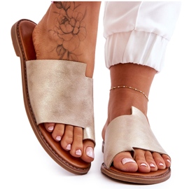 Evento Tongs Cuir Femme Or Clair Amite doré