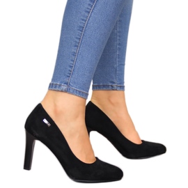 Escarpins à talon en daim noir Sergio Leone 1457