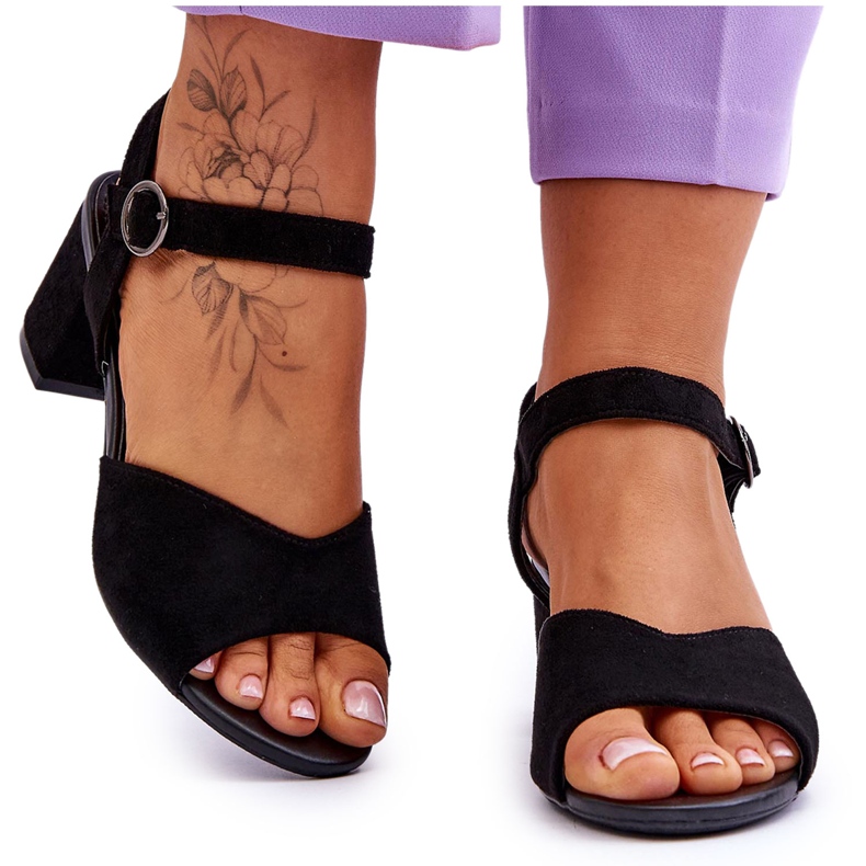 Vinceza Sandales en daim confortables sur un talon Bellamy noir le noir
