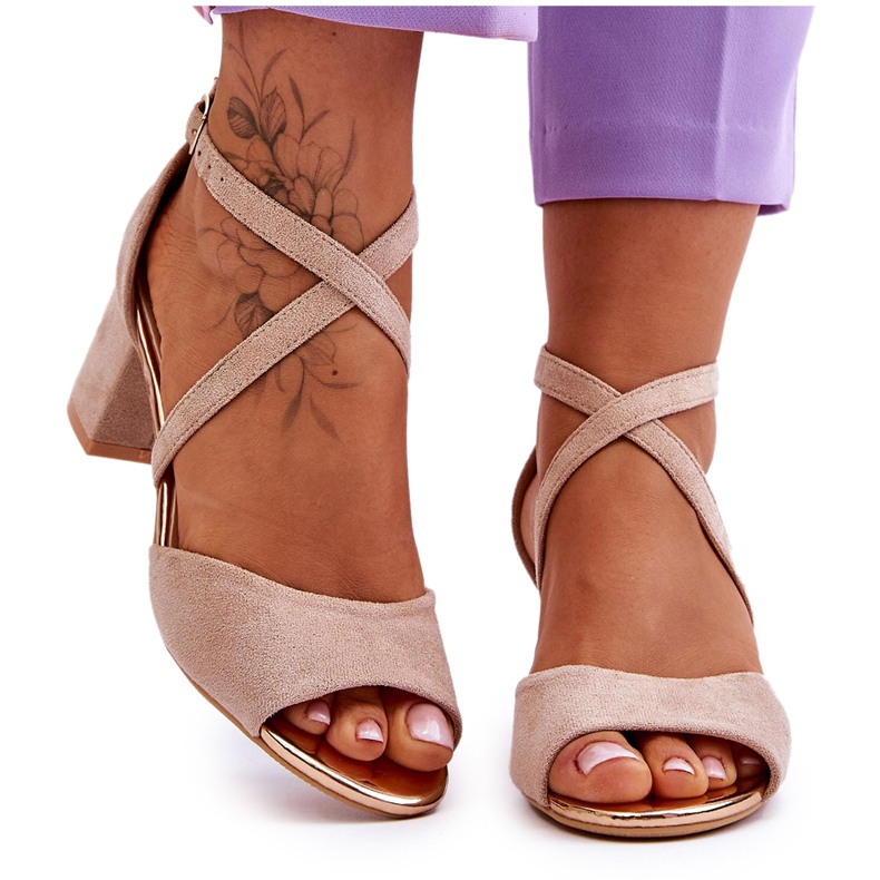 Vinceza Sandales à Talons Bas pour Femme Beige Quinn brun