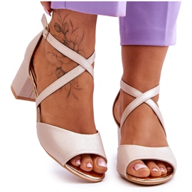 Vinceza Sandales en cuir à petit talon pour femmes Doré Quinn