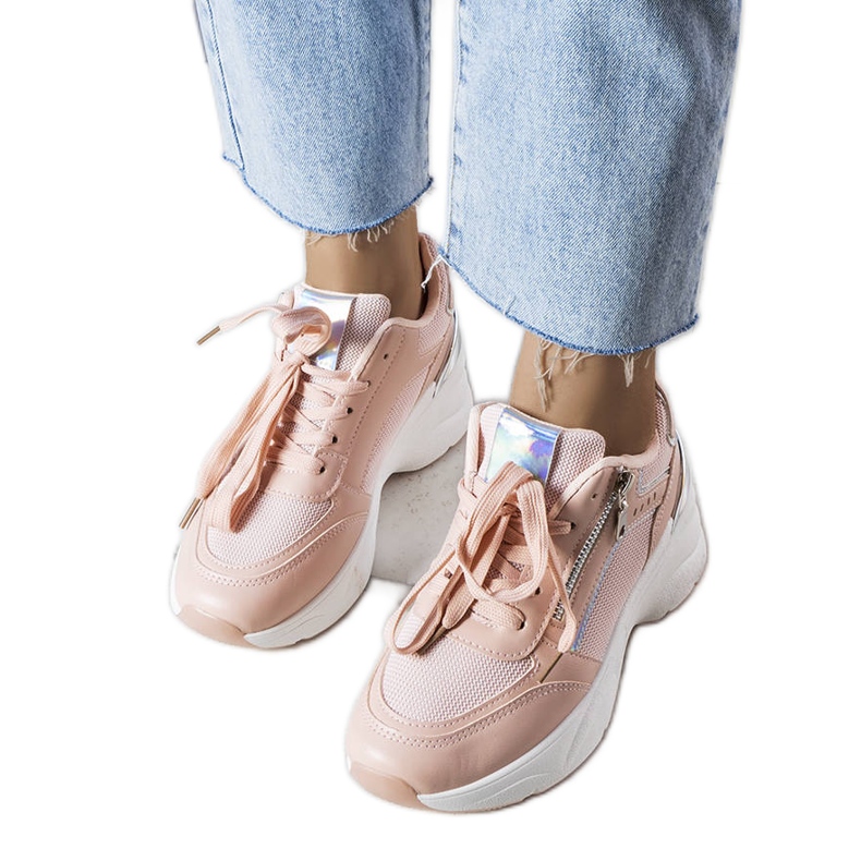 Baskets compensées roses Stacey