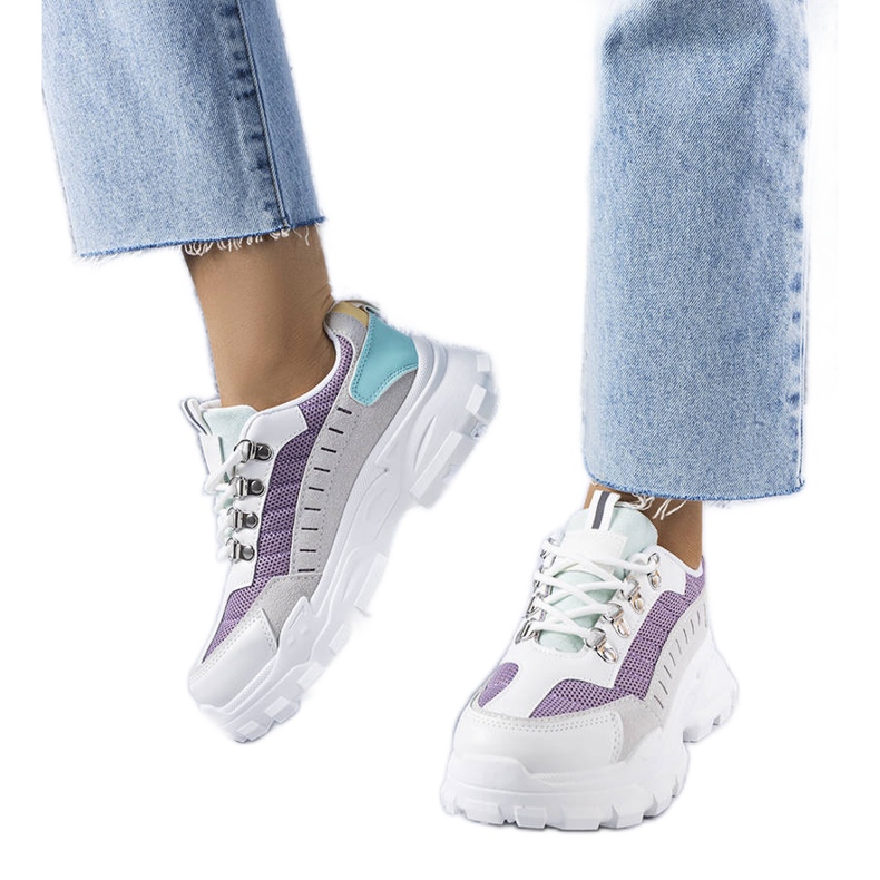 Baskets chunky grises pour femme blanche