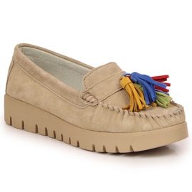 Mocassins femme en cuir à franges beige Filippo DP3535