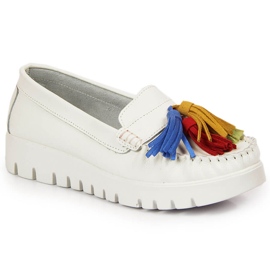 Mocassins femme en cuir à franges blanc Filippo DP3535