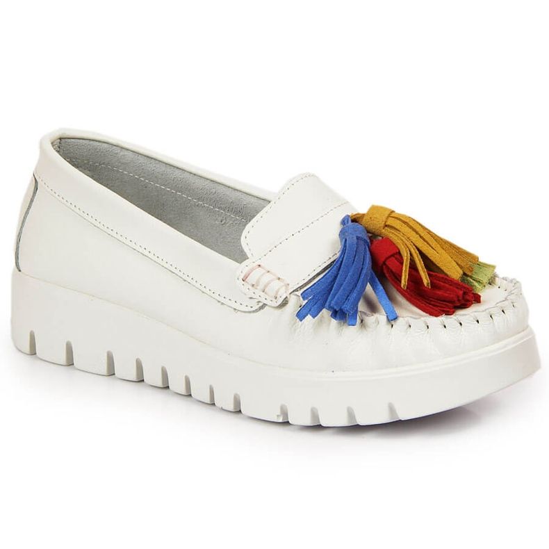 Mocassins femme en cuir à franges blanc Filippo DP3535 blanche