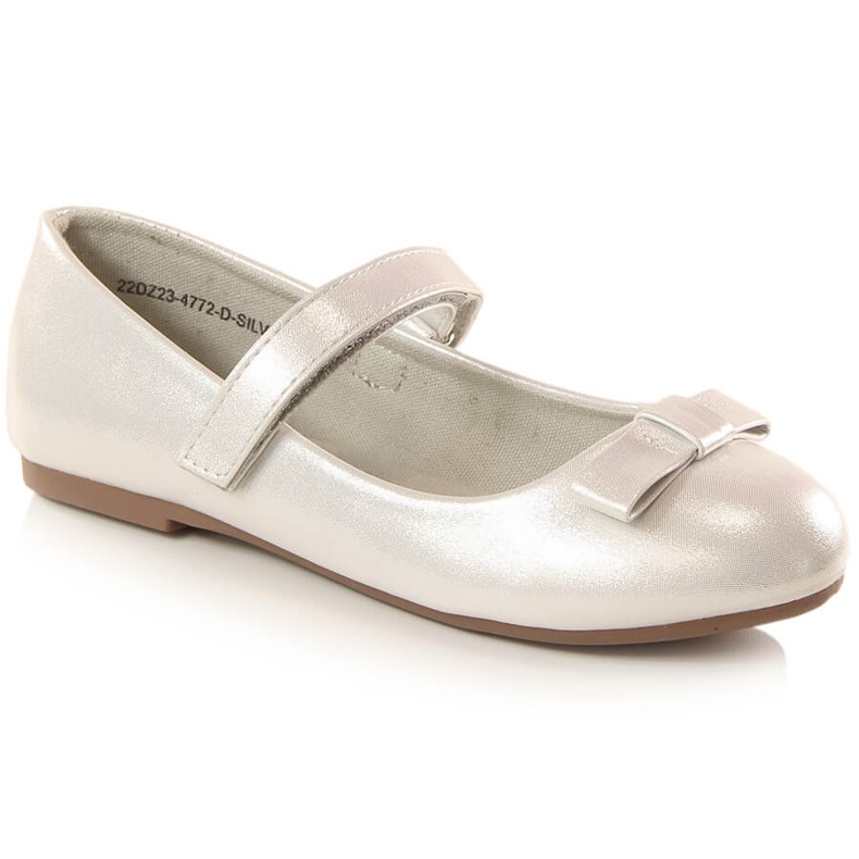 Ballerines première communion fille avec velcro argent eVento 4772