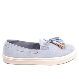 BM Baskets printanières Salma Grey à pompons gris BM Baskets printanières Salma Grey à pompons gris